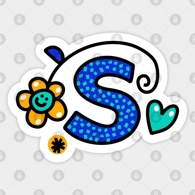 Letter S abc monogram hand drawn colorful alphabet Sticker by funwithletters